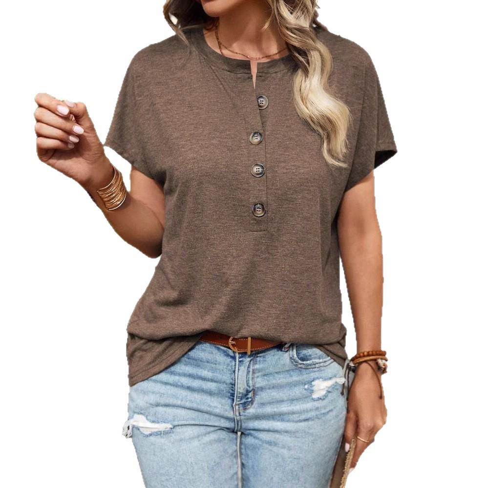 2025 Sommer Damen Einfarbig Lässig Rundhals Kurzarm T-Shirt