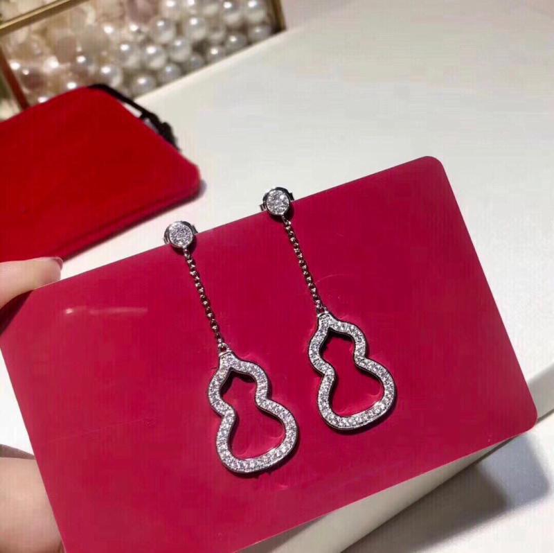 Simple Long Earrings, Personalized Earrings, Gourd Stud Earrings, Slightly Inlaid With Zircon, Super Flash White Women