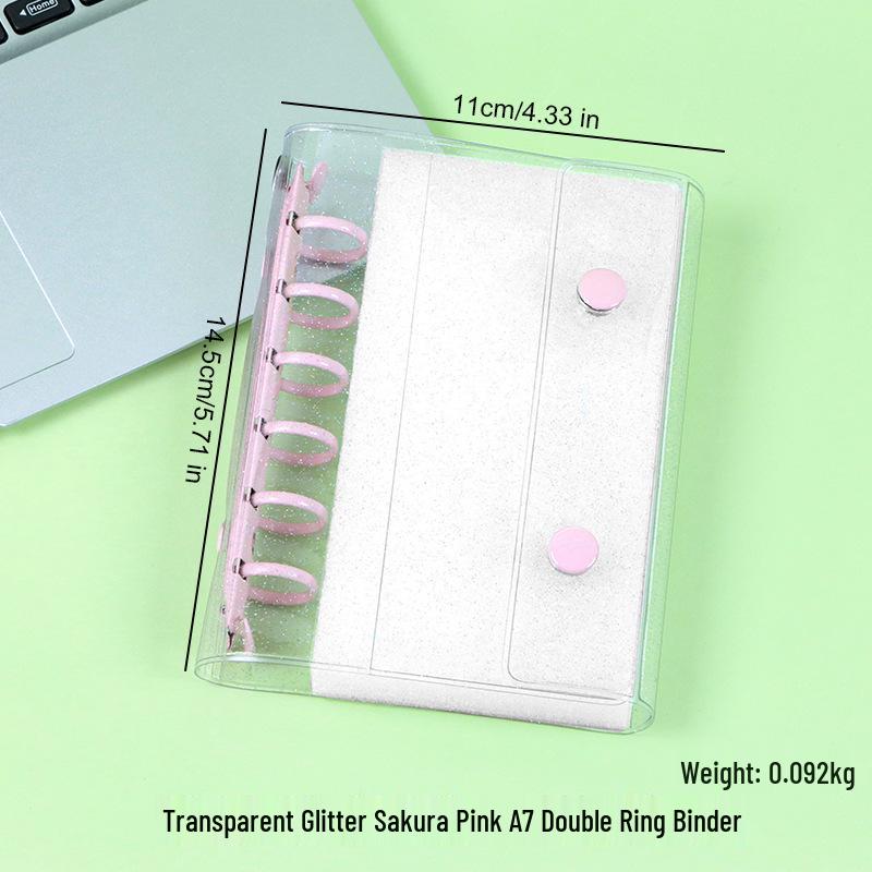 A6A7A8m5 Star Double Buckle Transparent PVC Soft Shell 6-Hole Metal Clip Planner Album Book Cover