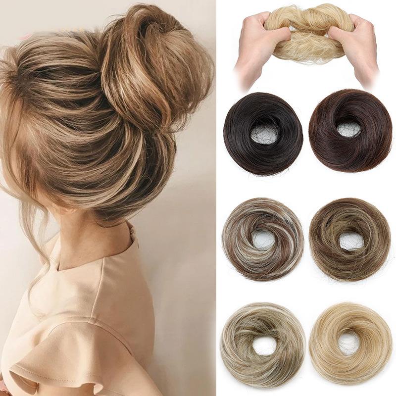 Synthetic Messy Dount Hair Buns Updo Chignon With Elastic Hair Exension for Women Daily Lazy Hair Accessories