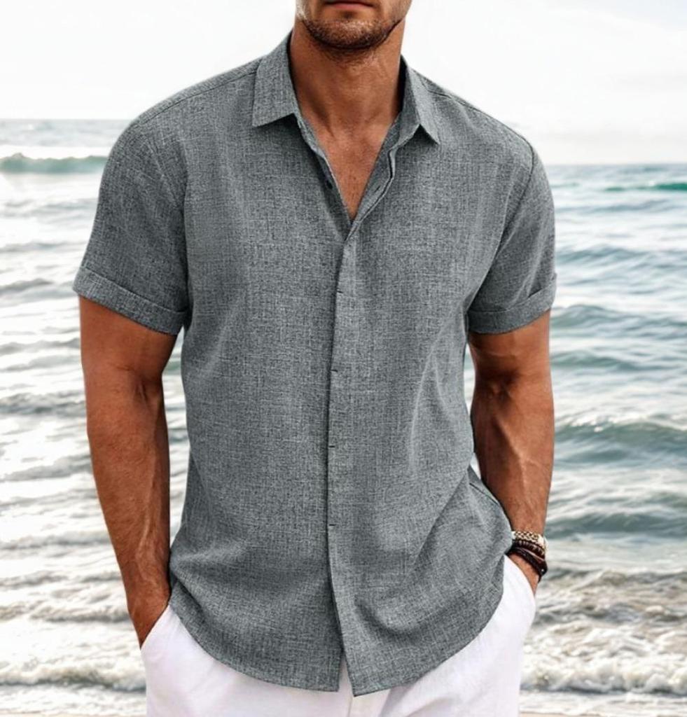Men's Shirts Short Sleeve Button Up Shirt Casual Summer Loose Fit Home Style Shirts