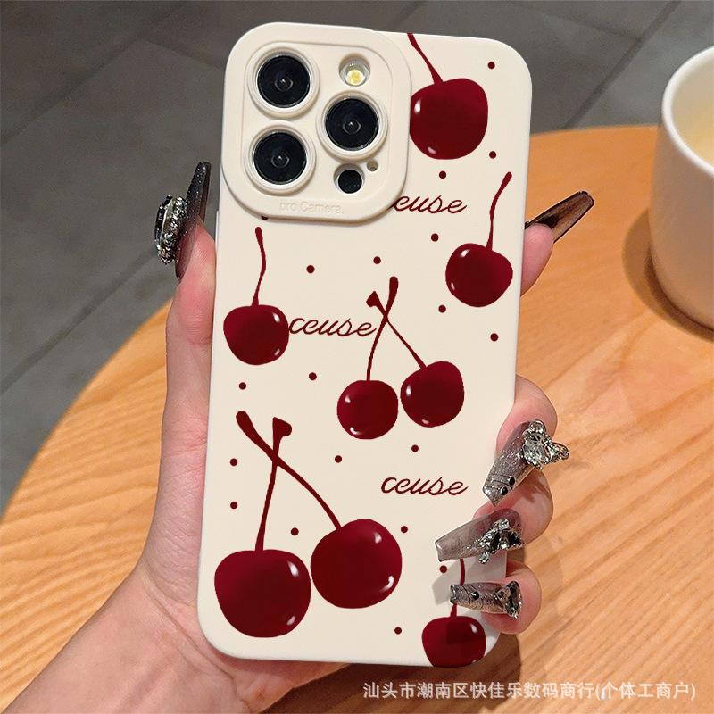 Rote Kirsche passt für iPhone 14 Hülle, iPhone 13 Pro Max, Silikon 12/16 weiche Hülle XS/15 für Frauen, 17