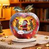Christmas Gift for Friends Apple Lollipop 2D Acrylic Figurine, Ornament with Santa Snow Festive Shaped Ornaments Scene Inside, Tabletop Decor
