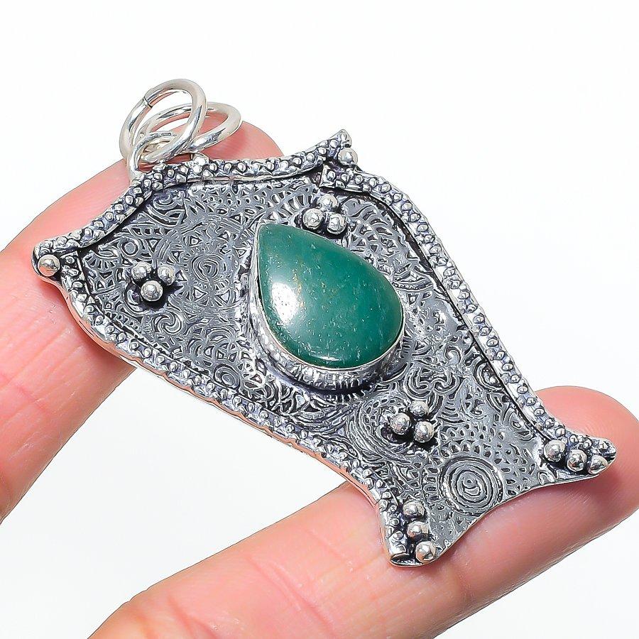 Natural Nephrite Gemastone 925 Sterling Silver Jewelry Pendant 2.56  AP-14596