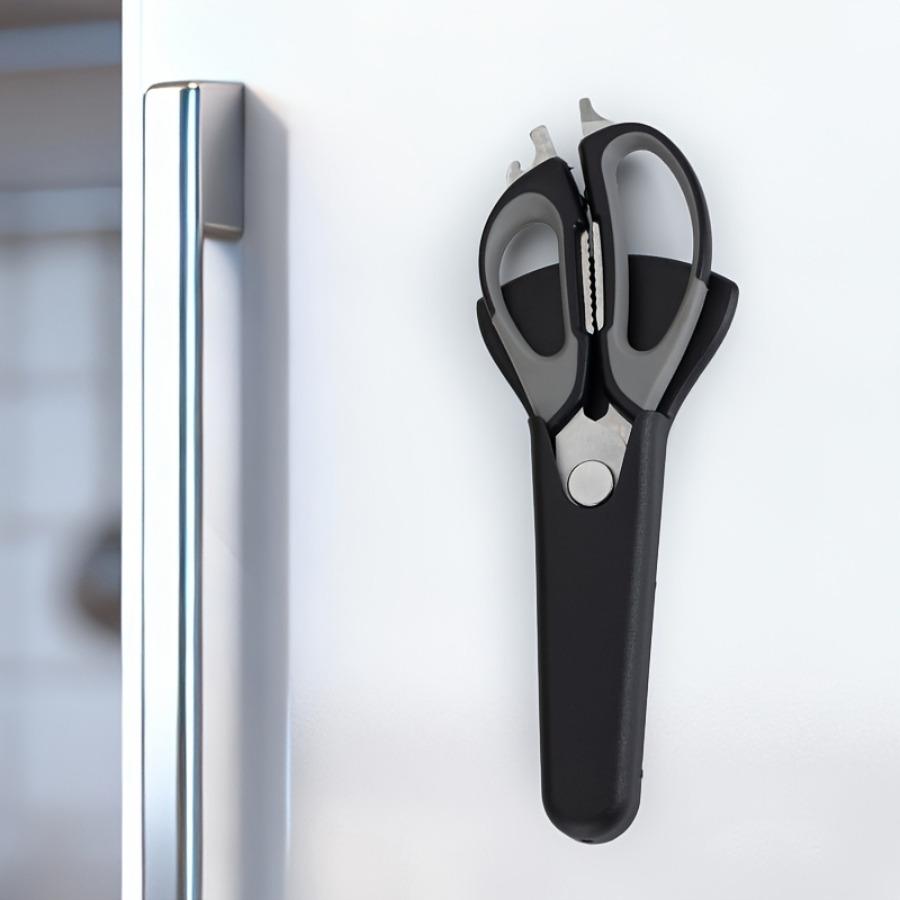 Multi-functional Kitchen Shears with Magnetic Holder - Sticks To Fridge Surfaces, Ultra-Sharp Stainless Steel Poultry Scissors for Cutting Chicken