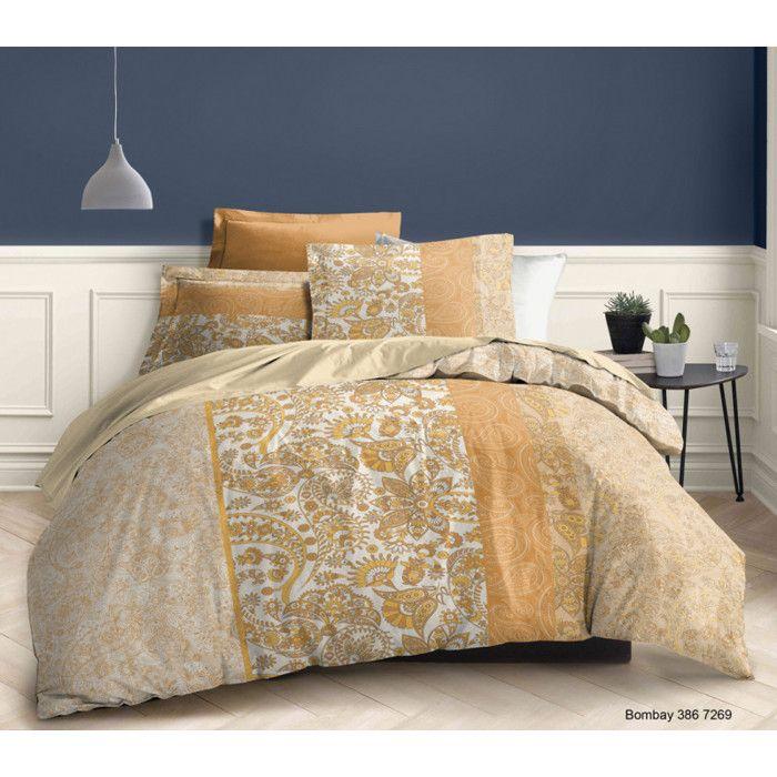 Parure de couette 3 Pièces réversible 260 x 240 cm King Size "Bombay" Coton Pur