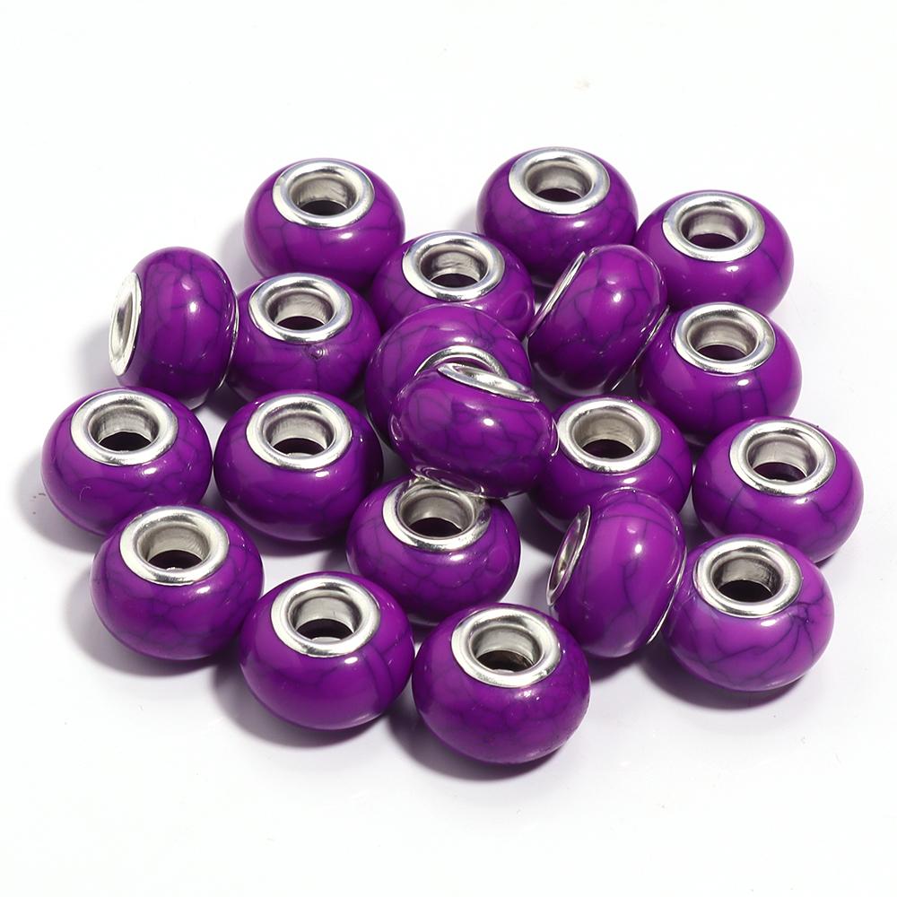 20pcs/lot Resin Beads 14mm Colorful Turquoise Lines Large Hole Spacer Beads For Jewelry Making DIY Necklace Bracelet Accessories