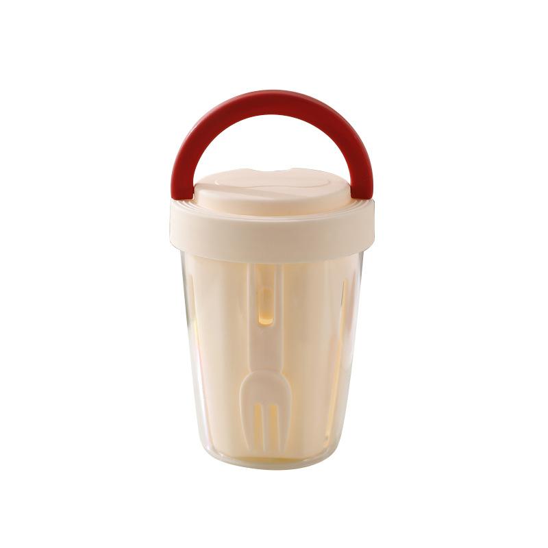 Ovocný salát Dvouvrstvý odvodnitelný kelímek potravinářské kvality s vidličkou Snídaňový fitness obědový box Uzavřený nepropustný kelímek s velkým objemem