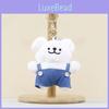 Overalls White Dog Plush Keychain Stuffed Pp Cotton Filling Bag Decoration