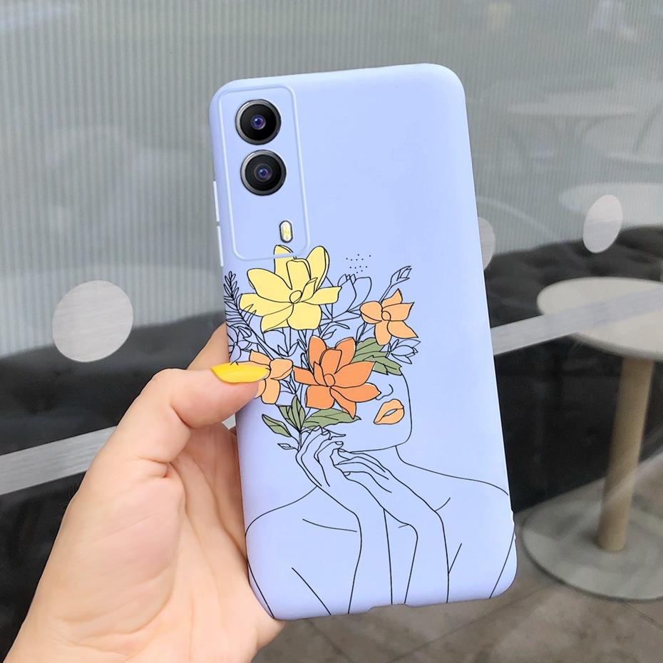 For Vivo Y53S 5G Case Vivo Y72 5G V2041 Phone Cover Silicone Cactus Soft Funda For Vivo Y52 Y 53s Y72 5G Sunflower TPU Bumper
