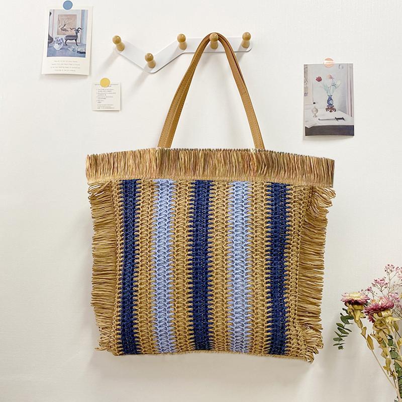 Woven Straw Tote Bag Large Capacity Ecofriendly Beach Bag For Casual Travel
