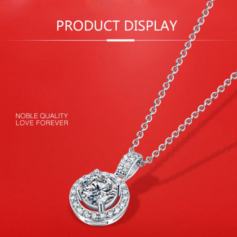 D color 5 Carat Real Moissanite Necklace 925 Sterling Silver Wedding Pendant For Women Top Grade Jewelry
