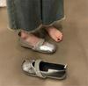 French gentle and versatile flat Mary Jane shoes 2025 new spring and autumn rhinestones with ballet style square head shallow mouth single shoes