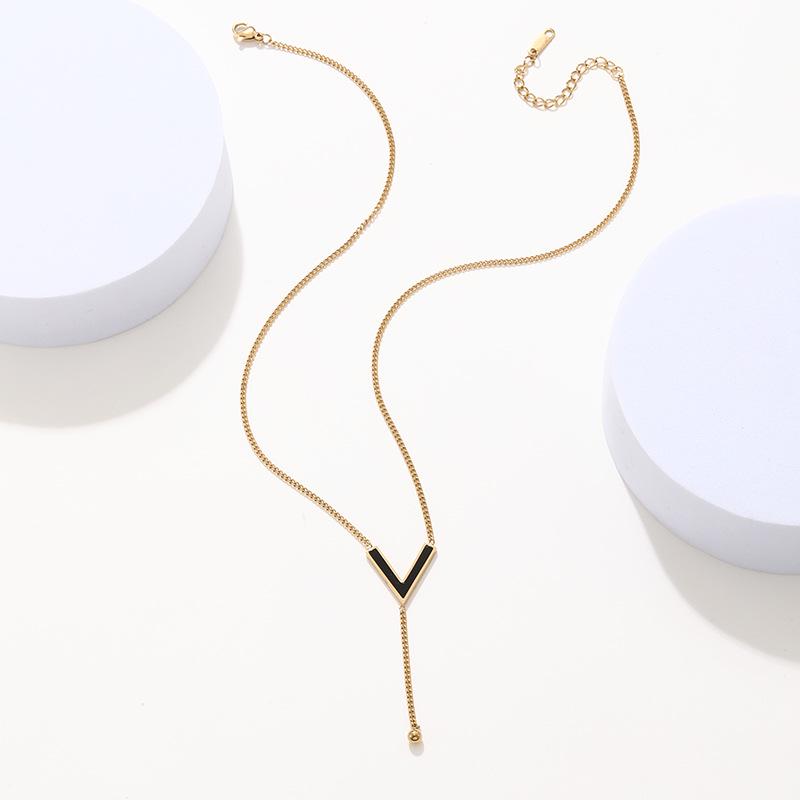 

Deep V Style Spliced Stainless Steel Women s Necklace золотой