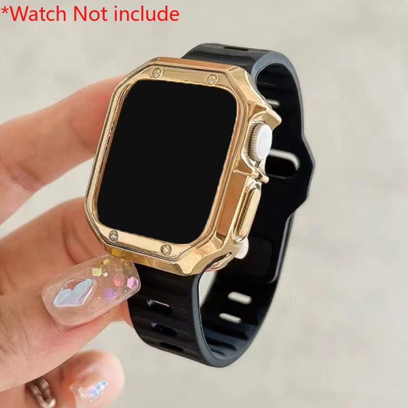 TPU Plating Case+Silicone Strap For Apple Watch Ultra 2 1 49mm Series 10 46 42mm 9 8 7 6 5 4 3 2 1 Hollow Out Protective Accesso