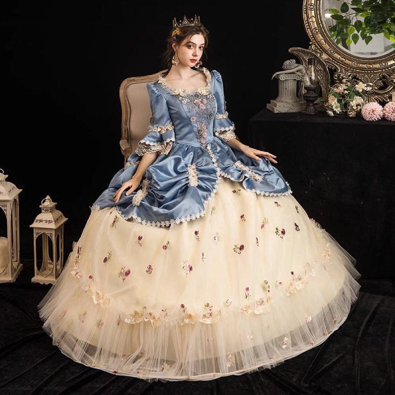 French Evening Court Gown Elegant Stage Dress Theatre Photography Performances