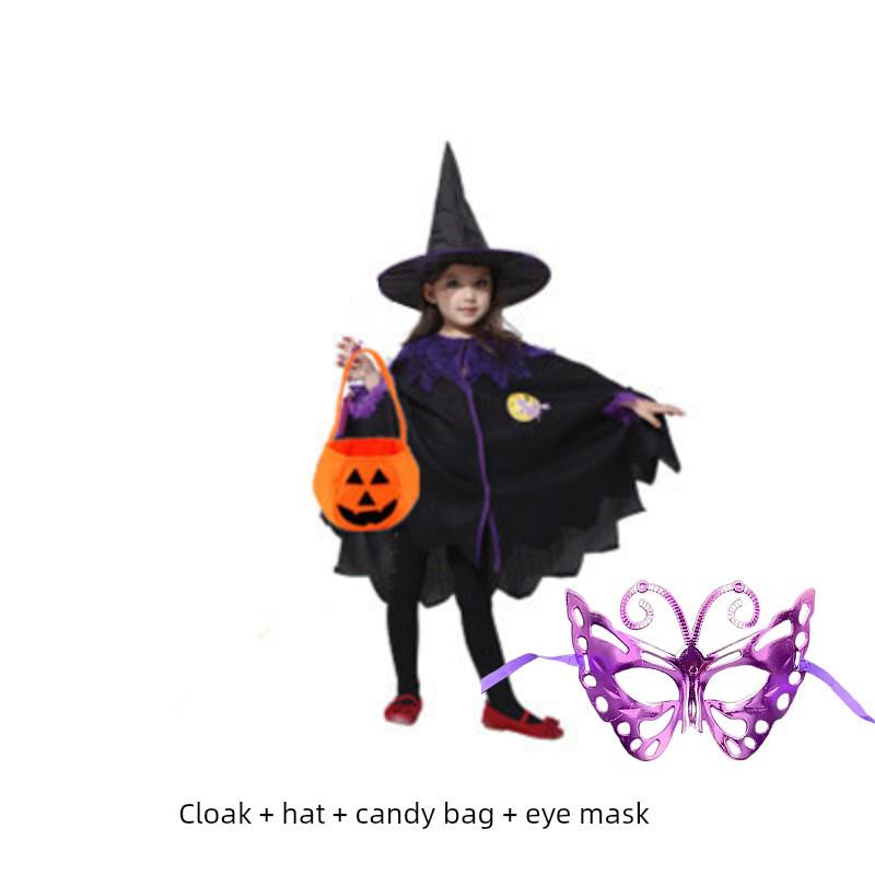 Halloween Witch & Vampire Costume Set for Girls: Cloak Cape Cosplay