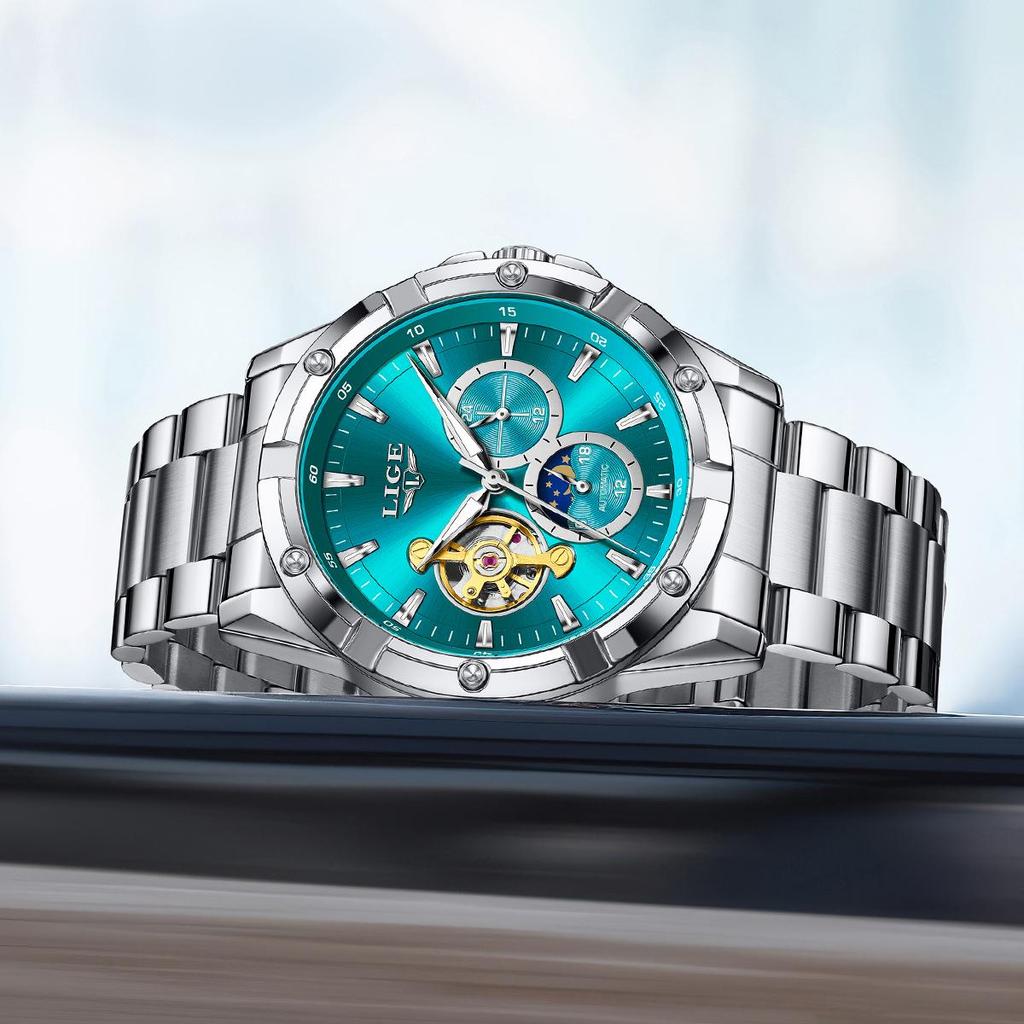 LIGE New Tourbillon Automatic Watches For Men Fashion Business Watch Men Luxury Sports Waterproof Men's Mechanical Watch