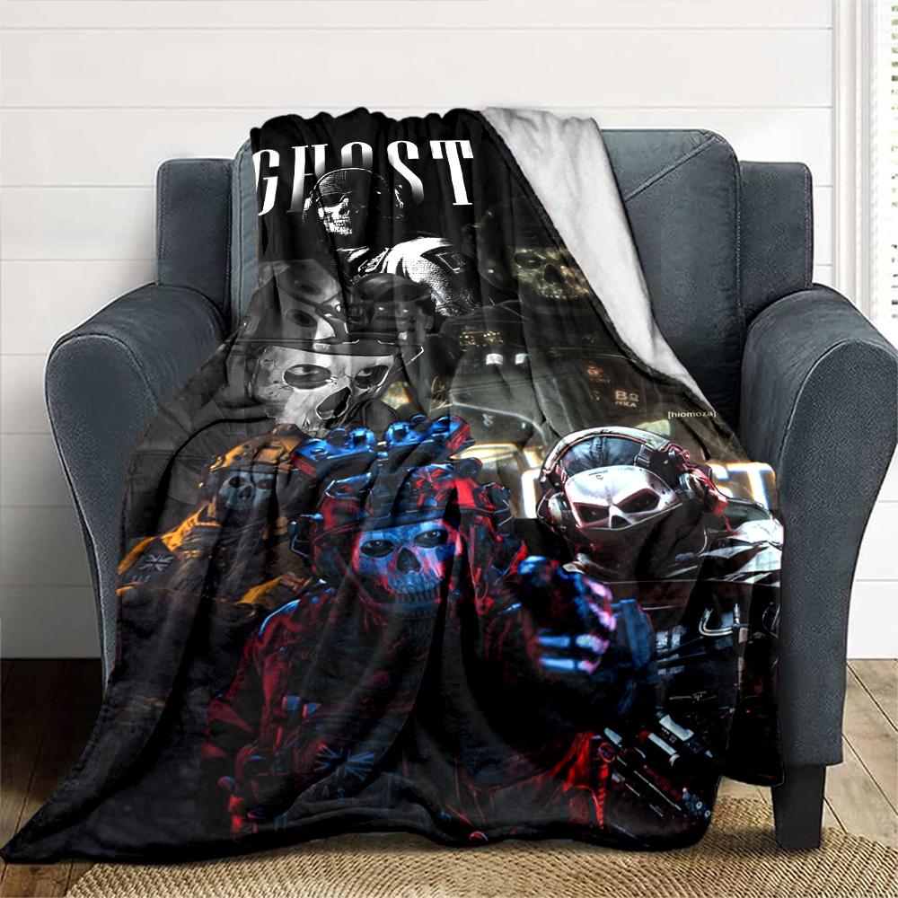 Simon Ghost Print Flannel Blanket High Quality Warm Comfortable Cover for All Seasons Perfect for Gifts Home Decor