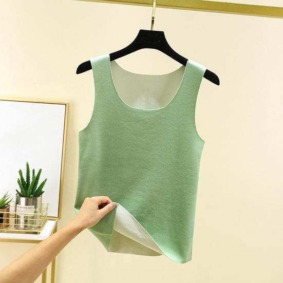 Autumn Winter DE Velvet Thermal Vest O-neck Sleeveless Tank Top Solid Color Seamless Warm Underwear Bottoming Tops