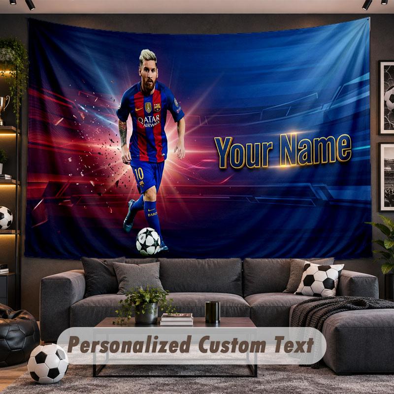 Wall Hanging Tapestry Custom NameLionel Messi Pattern Personalized Printed Fabric Wall Decor