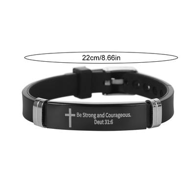 Cross Design Inspirational Quote Bracelets Silicone Material Bible Verse Christian Bracelet ID Wristband