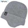 Men's Winter Knit Hat and Scarf Set with Ear Protection for Seniors
