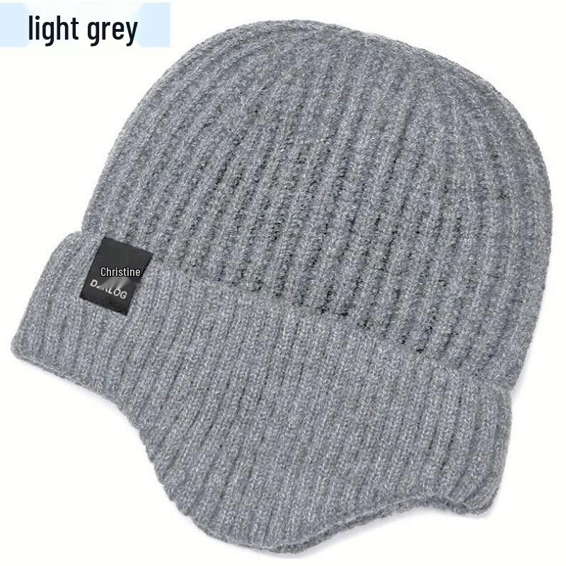 Men's Winter Knit Hat and Scarf Set with Ear Protection for Seniors