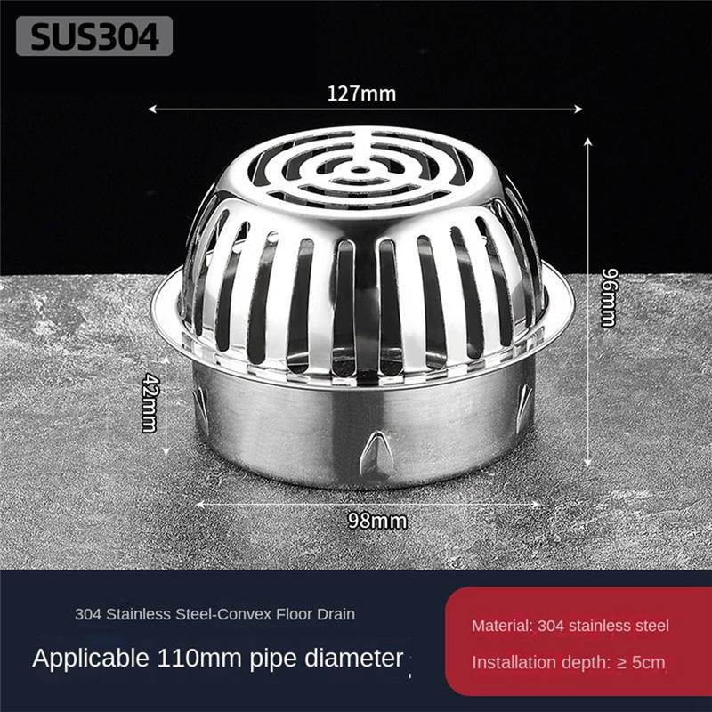 ABBY-304 Stainless Steel Rooftop Floor Drain Cover Roof Balcony Sewer Filter Gutter Drain Pipe Anti-Blocking Mesh Cover