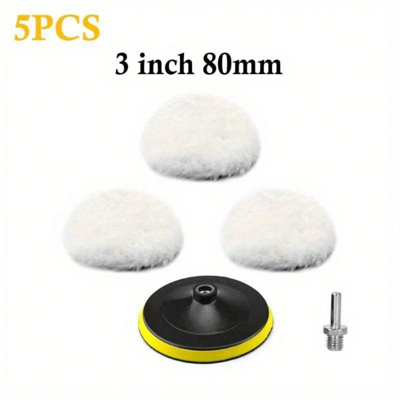 5Pcs 3/4/5 Inch Car Polishing Pads - Waxing Sponge Disks & Wool Wheels for Auto Paint Care (Polishing Kit Gadget)