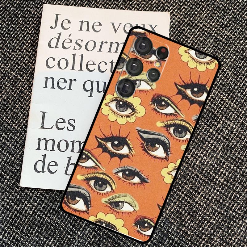 Eye Illustration Case For Samsung Galaxy S24 S25 Ultra S20 S21 S22 S23 Ultra S9 S10 Plus S25 FE Back Cover