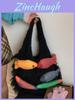 Cotton Knitted Tote Bag For Casual Travel With Large Capacity And Inner Card Pocket