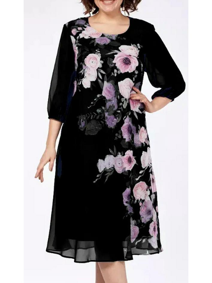 European & American Chic Short Sleeve Patchwork Chiffon Dress