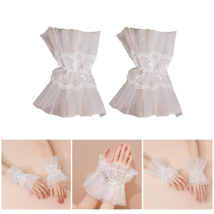 Wrist Pleated Organ Oversleeve Tulle Fingerless Lace Sleeve Emptiness Fakes Cuffs Clothing Accessories