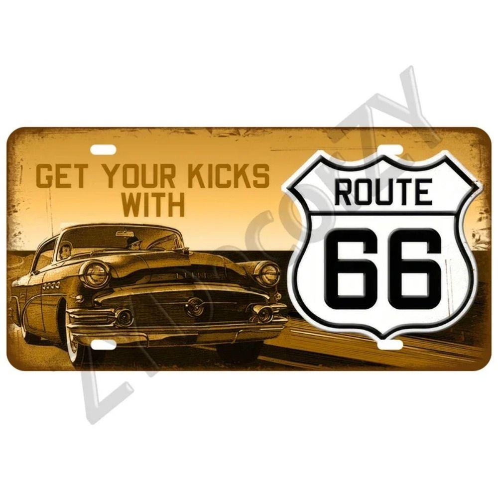 Vintage Route 66 Cars Metal Tin Sign Bar Club Tire Shop Decor