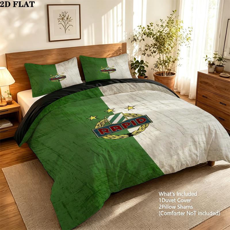 Sk Rapid Wien Pattern Bedding Uilt Set Uilt Cover Pillowcase Home Decoration Birthday Gift (1 * Duvet Cover + 2 * Pillowcase Without Core)