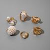 European and American design liquid lava flower opening ring ins baroque imitation pearl set gemstone ring
