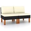 Central Sofas - VIDAXL - 2 Pcs - Polyrattan - Eucalyptus Wood - Black