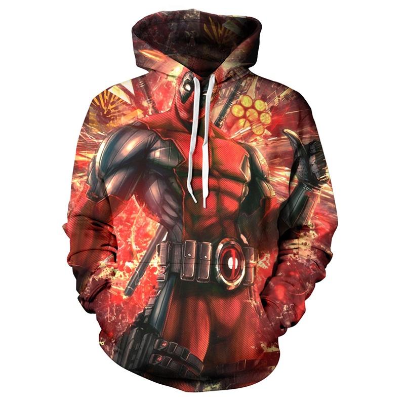 Herren Deadpool Sweatshirts Langarm Kapuzenmantel Pullover Hoodies Mit Superhelden-Design