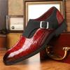 New Britain Men's Pointed Alligator Pattern Slip On Casual Shoes Business Monk Strap Loafers Formal Wedding Dress Footwear
