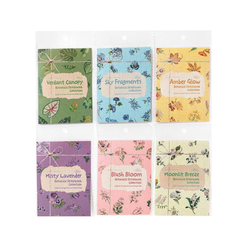 Sugar Poetry Floral Fabric Stickers: Retro Plant Embroidery, DIY Journal & Scenery Collage Pack.