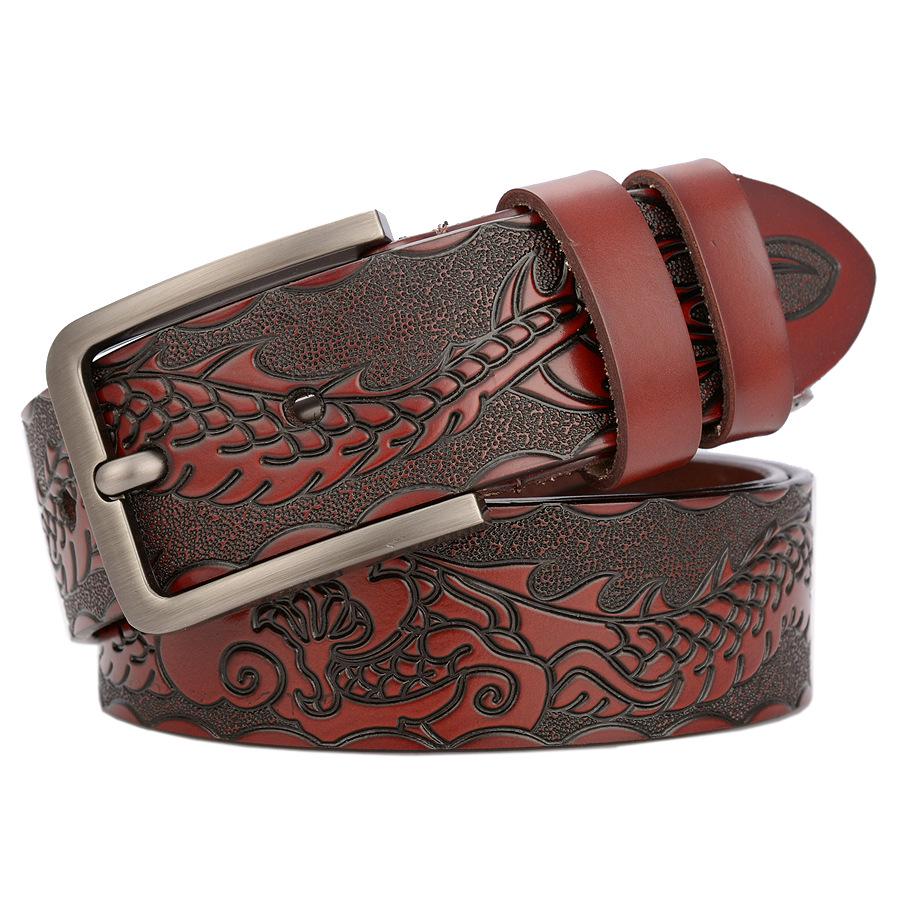 Personalized Men's Leather Belt for Jeans – Customized Carving Cowhide Belt Fashion Accessory