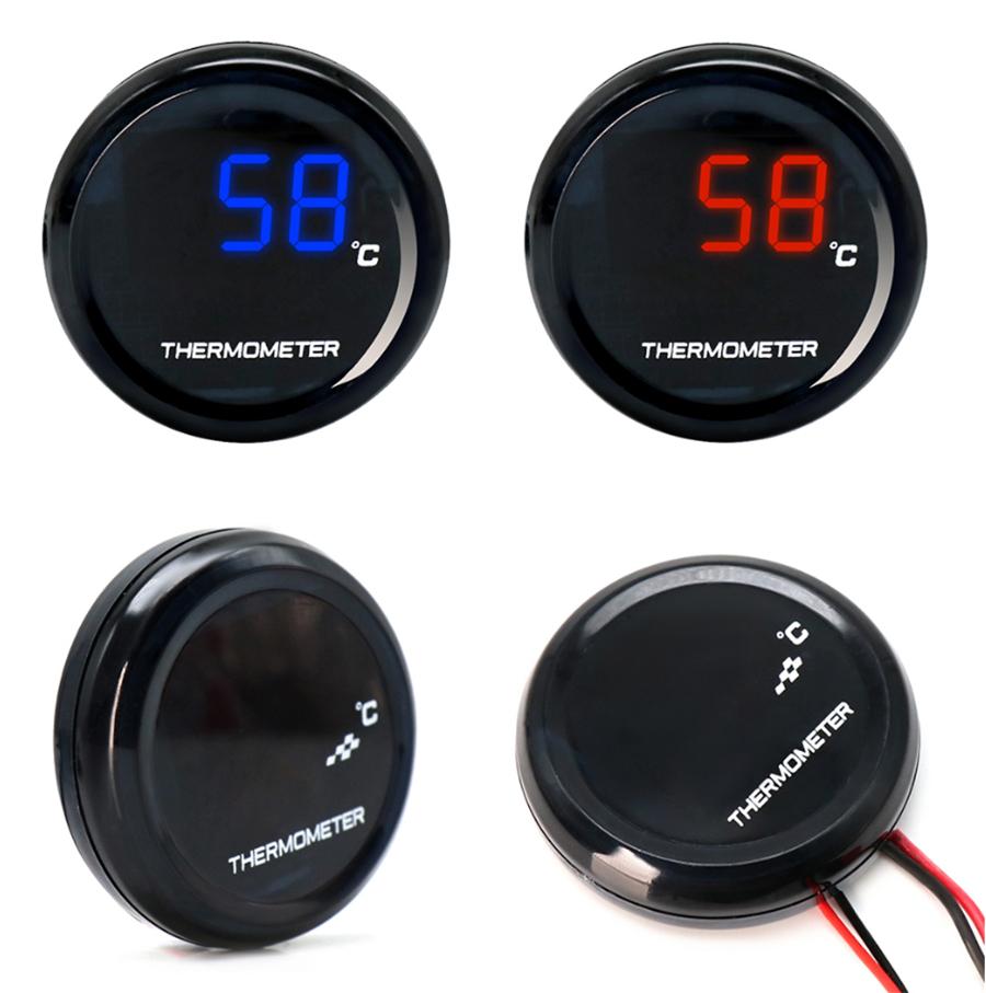 Universal Motorcycle Thermometer Instruments Water Temp Temperature LED Digital Display Gauge Meter With 16mm Temp Temperature Sensor Adapter