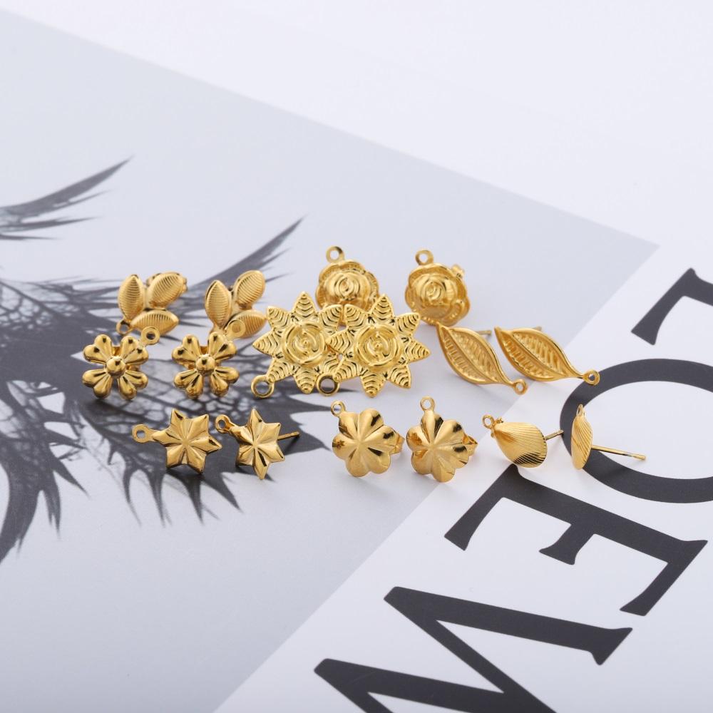 10 stücke Edelstahl Geometrische Runde Ohrring Stud Goldene Ohrringe Basis Mit Ohrring Stecker Anschlüsse Für DIY Schmuck Machen