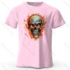 Flaming Skull Biker Fashion Printed Men's T-Shirt 100% Cotton Oversized Tattoo Art Graphic Tees for Women Tops Tees Streetwear