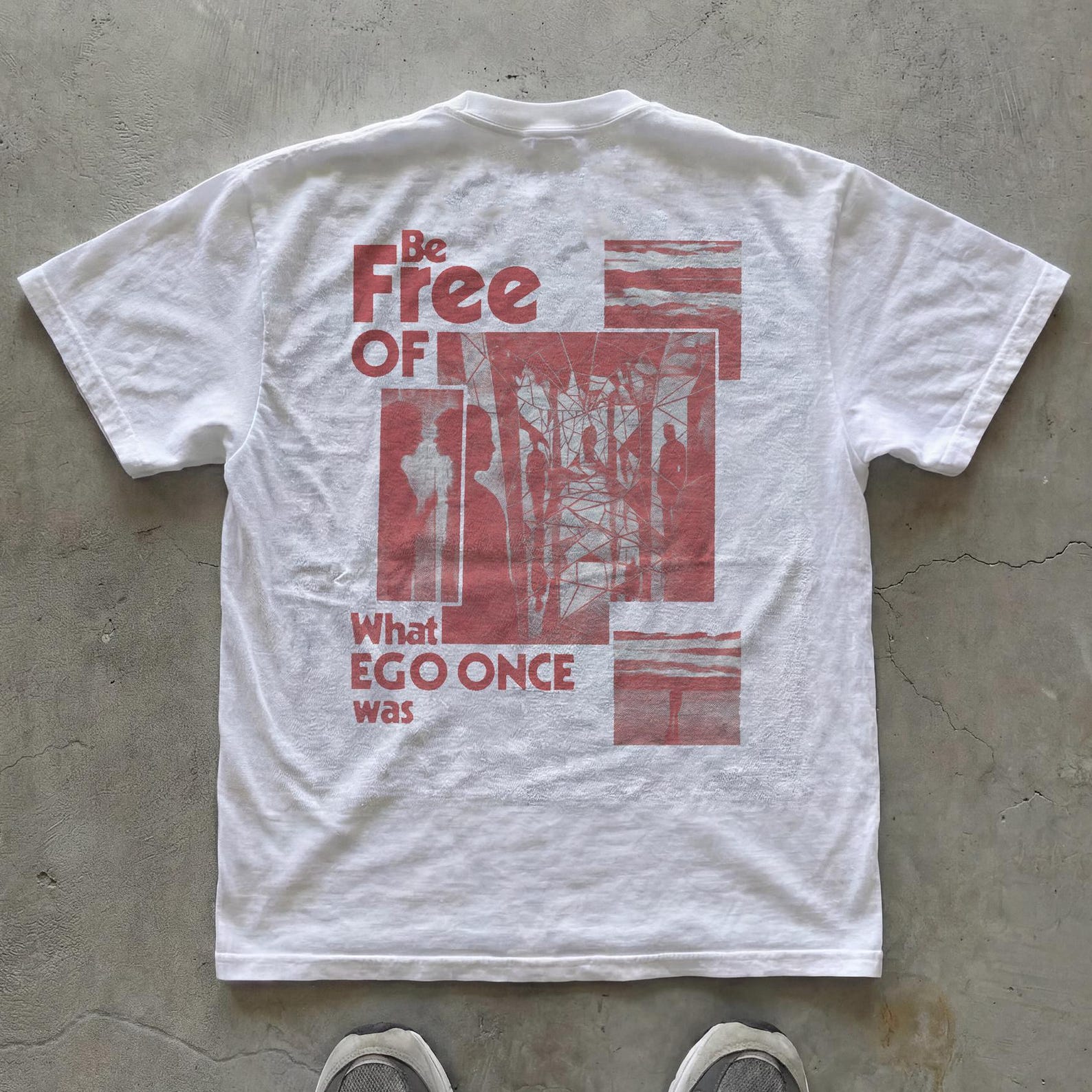 Ego Death Graphic T-Shirt | Be Free of Ego Quote Tee | Minimalist Spiritual Streetwear Shirt | Abstract Mind Art | Unisex Cotton S