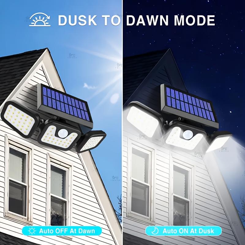 74 LED Solar Outdoor Motion Sensing Safety Lights,3-head Rotatable LED Wall Light,suitable for Garden,courtyard,garage,street