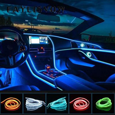 1M/2M/3M/4M/5M Car Interior Led Decorative Lamp EL Wiring Neon Strip For Auto DIY Flexible Ambient Light Cigarette Drive Party Atmosphere Diode