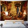 Christmas Scene Tapestry Wall Hanging Christmas Tree Fireplace Santa Claus Home Decoration Bohemian Hippie Printed Cloth