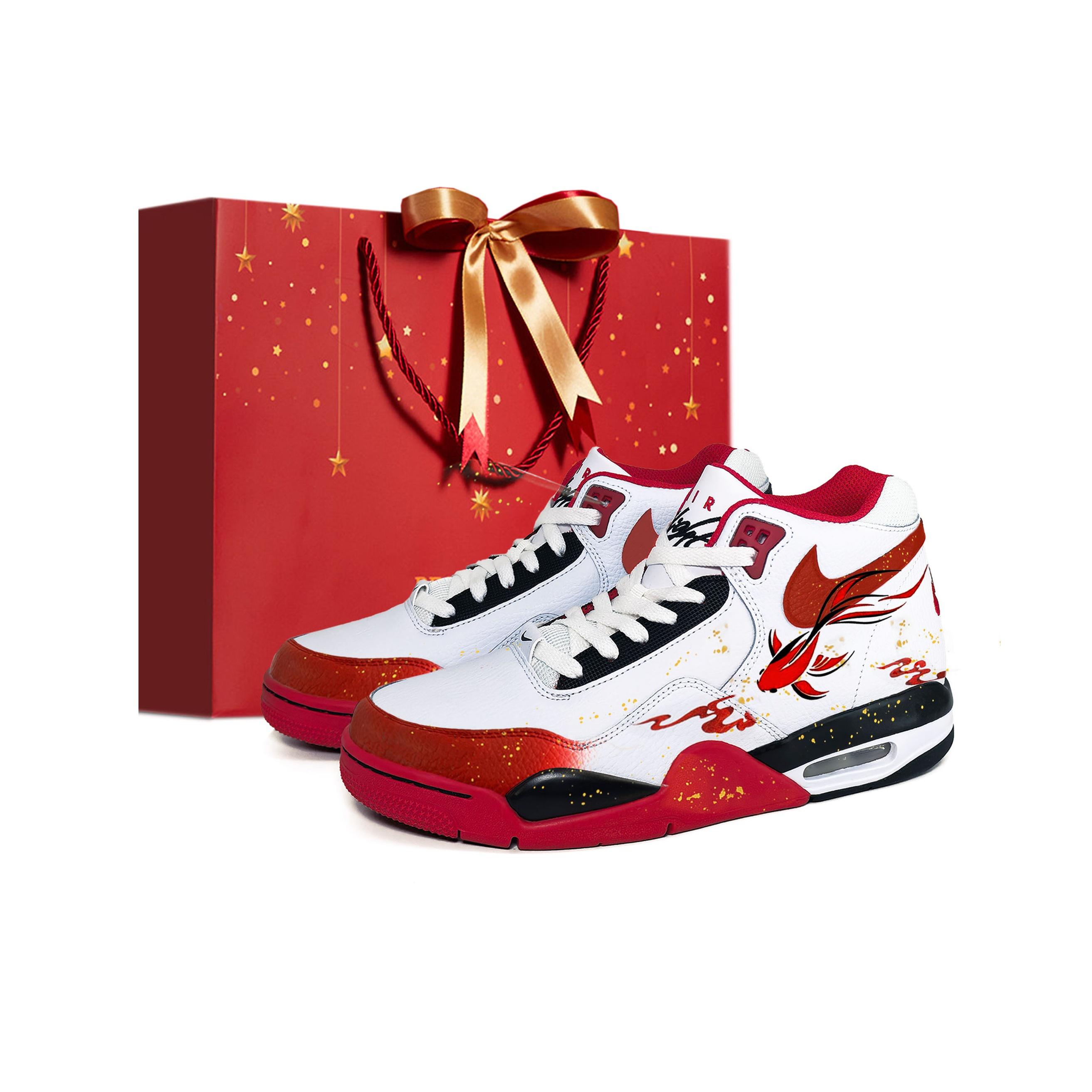 

Nike Flight Legacy Abundance Every Year CNY Cushioning Slip Resistant Mid top Vintage Basketball Shoes Men s Red White BQ4212-100(team488-) 39